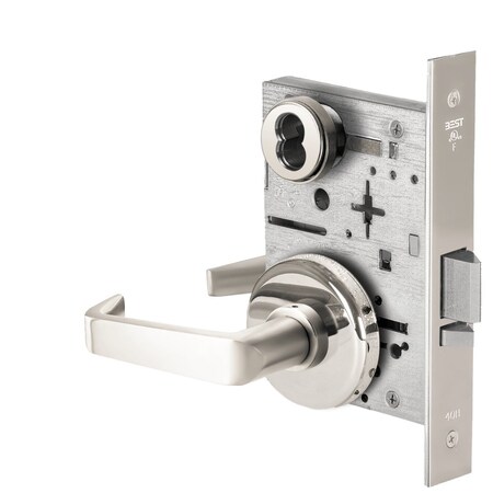 Best Grade 1 Storeroom Mortise Lock, 15 Lever, H Rose, SFIC Housing Less Core, Bright Chrome Finish, Fiel 45H7D15H625